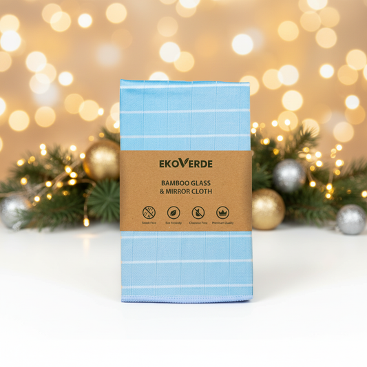 Bamboo Glass Cloth Blue - Christmas