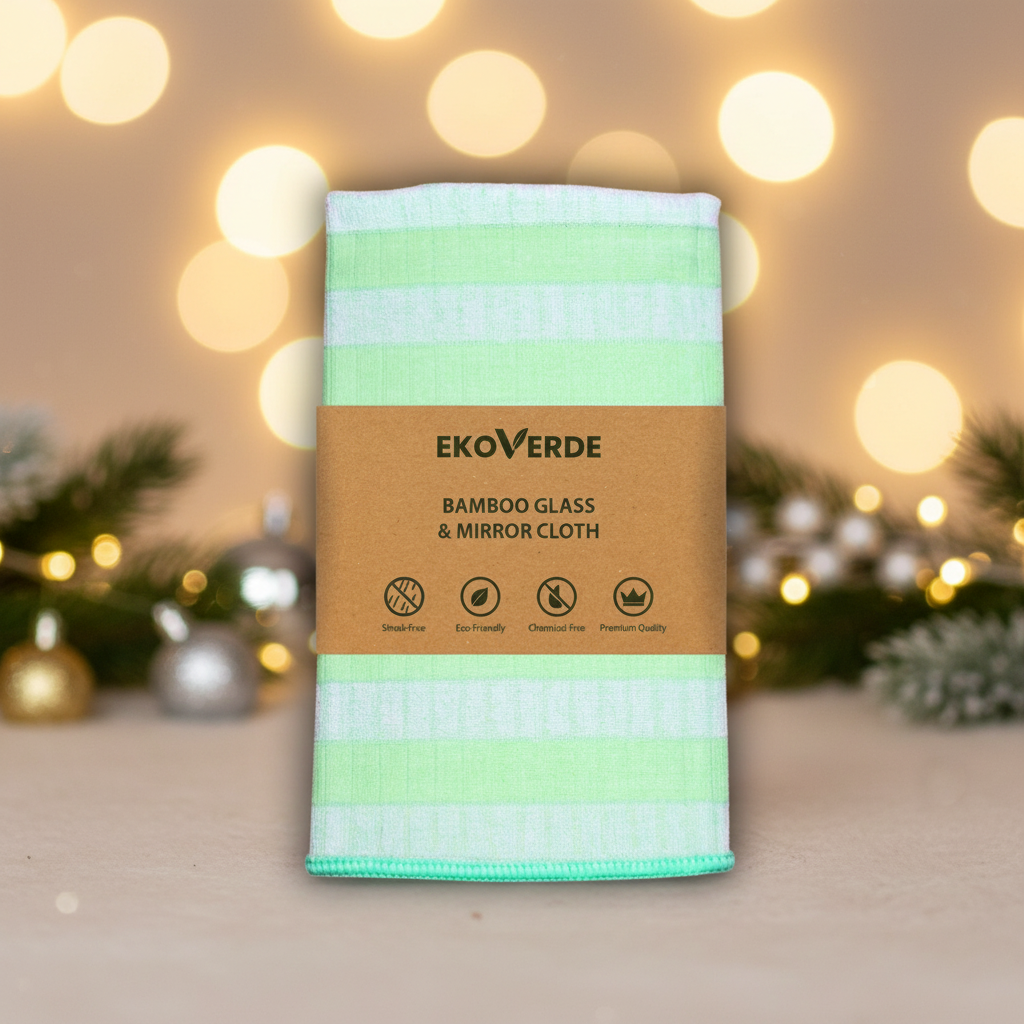 Bamboo Glass Cloth Green - Christmas