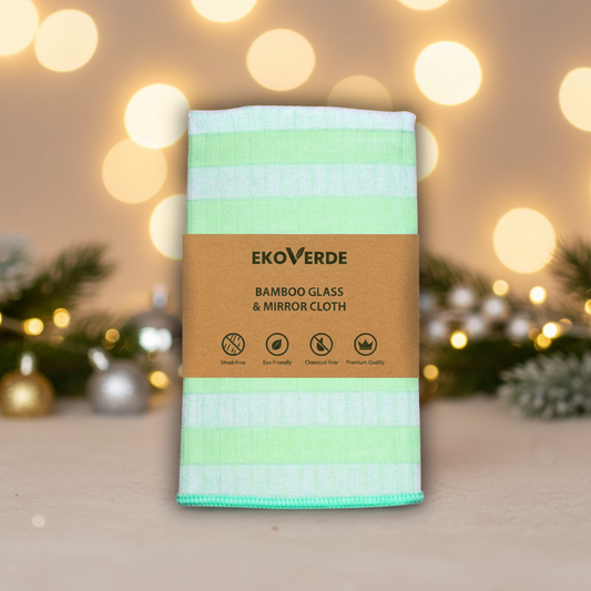 Bamboo Glass Cloth Green - Christmas